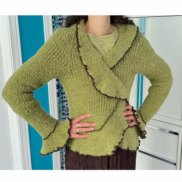 Zanobetti Sweaters - Green Textured Women's Cardigan